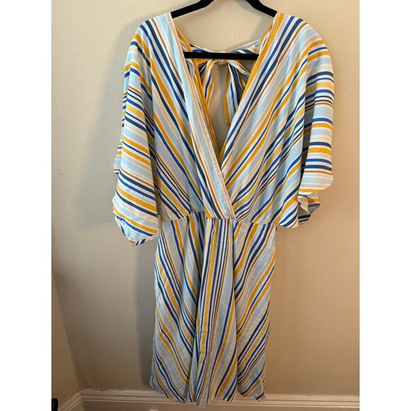 Eloquii Blue & Yellow Striped Dress Size Striped 16 - Picture 1 of 10